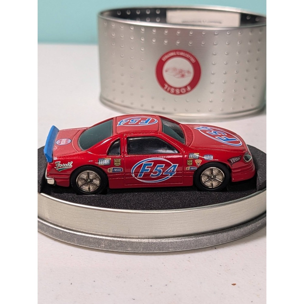 Fossil Desk Clock Vintiage Stock Red Car Clock With Original Tin Collectors Edit
